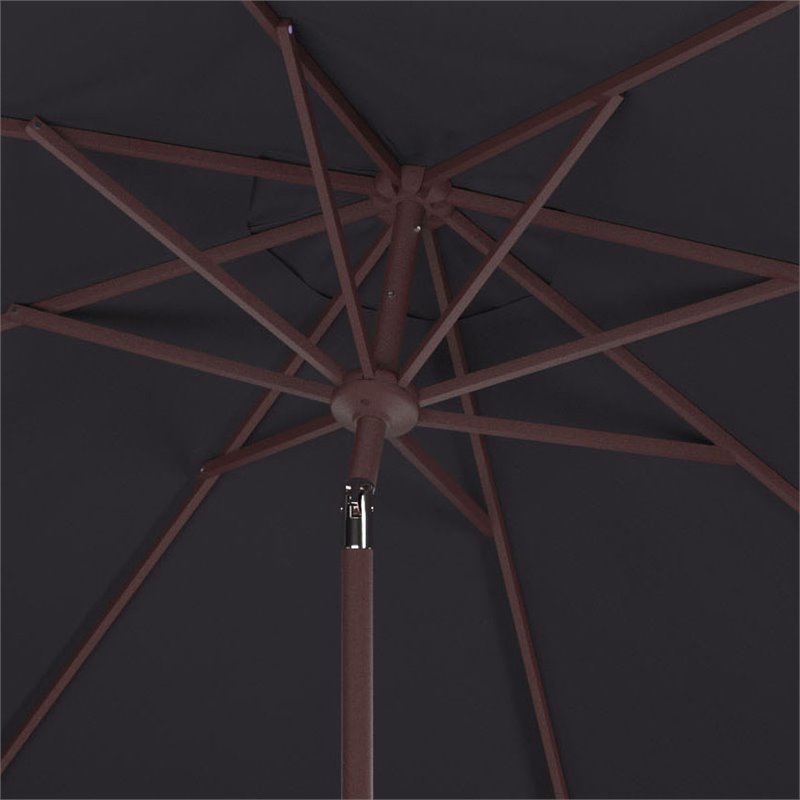 Safavieh Zimmerman 11ft Round Metal/Polyester Market Umbrella in Navy and White
