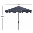 Safavieh Zimmerman 11ft Round Metal/Polyester Market Umbrella in Navy and White