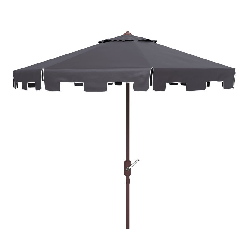 Safavieh Zimmerman 11ft Round Metal/Polyester Market Umbrella in Navy and White