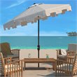 Safavieh Zimmerman 11ft Round Metal/Polyester Market Umbrella in Beige and White