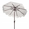 Safavieh Zimmerman 11ft Round Metal/Polyester Market Umbrella in Beige and White