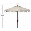 Safavieh Zimmerman 11ft Round Metal/Polyester Market Umbrella in Beige and White