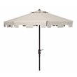 Safavieh Zimmerman 11ft Round Metal/Polyester Market Umbrella in Beige and White