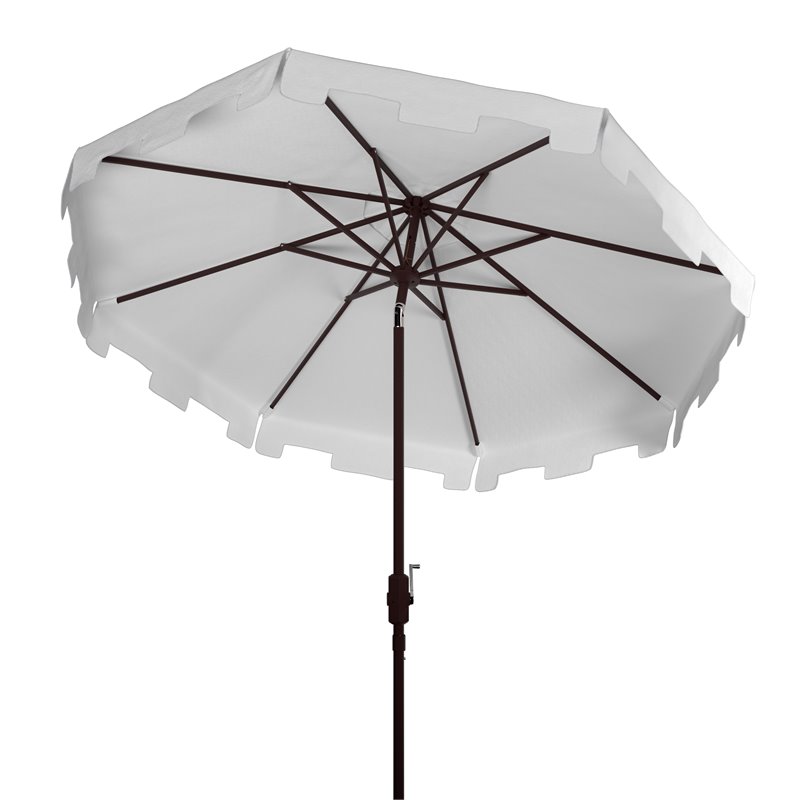 Safavieh Zimmerman 11ft Round Metal/Polyester Market Umbrella in White