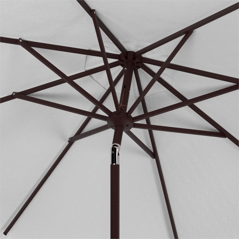 Safavieh Zimmerman 11ft Round Metal/Polyester Market Umbrella in White