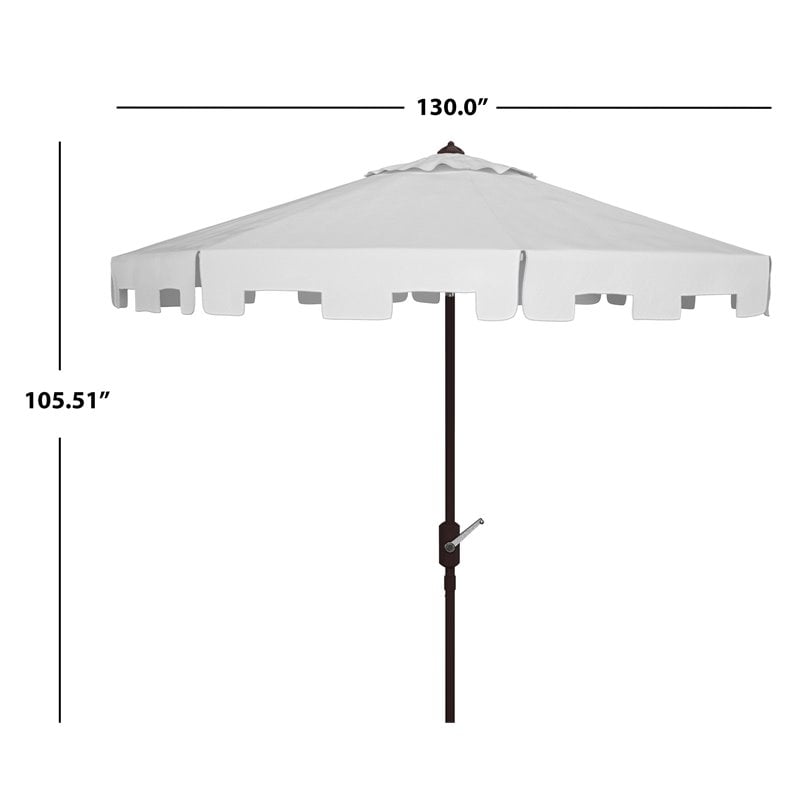 Safavieh Zimmerman 11ft Round Metal/Polyester Market Umbrella in White