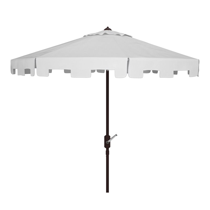 Safavieh Zimmerman 11ft Round Metal/Polyester Market Umbrella in White