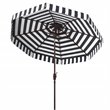 Safavieh Elsa Fashion Line 11ft Round Metal Outdoor Umbrella in Navy and White