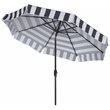 Safavieh Elsa Fashion Line 11ft Round Metal Outdoor Umbrella in Navy and White