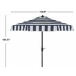 Safavieh Elsa Fashion Line 11ft Round Metal Outdoor Umbrella in Navy and White