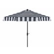 Safavieh Elsa Fashion Line 11ft Round Metal Outdoor Umbrella in Navy and White
