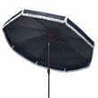 Safavieh Milan Fringe 11ft Round Crank Polyester/Metal Umbrella in Navy/White