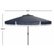 Safavieh Milan Fringe 11ft Round Crank Polyester/Metal Umbrella in Navy/White