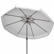 Safavieh Milan Fringe 11ft Round Crank Polyester/Metal Umbrella in White