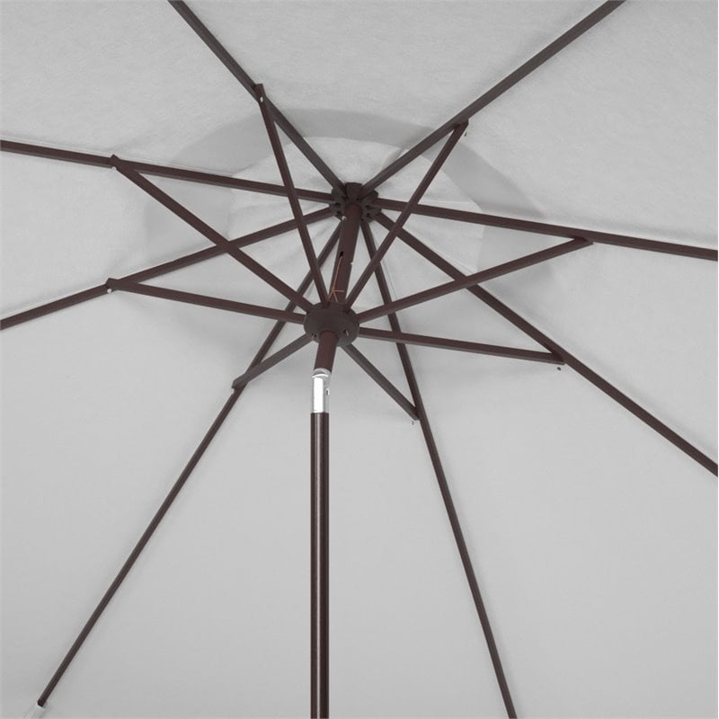 Safavieh Milan Fringe 11ft Round Crank Polyester/Metal Umbrella in White