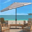 Safavieh Vienna 11ft Round Crank Metal Umbrella in Gray and White