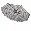 Safavieh Vienna 11ft Round Crank Metal Umbrella in Gray and White