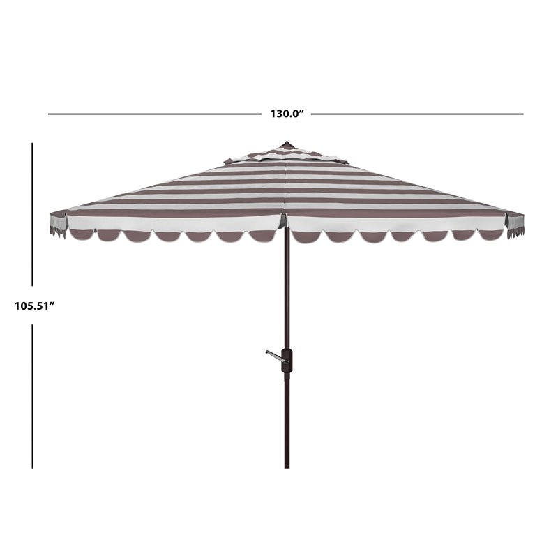 Safavieh Vienna 11ft Round Crank Metal Umbrella in Gray and White