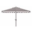 Safavieh Vienna 11ft Round Crank Metal Umbrella in Gray and White