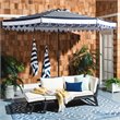 Safavieh Vienna 11ft Round Crank Metal Umbrella in Navy and White