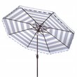 Safavieh Vienna 11ft Round Crank Metal Umbrella in Navy and White