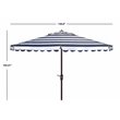Safavieh Vienna 11ft Round Crank Metal Umbrella in Navy and White