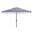 Safavieh Vienna 11ft Round Crank Metal Umbrella in Navy and White