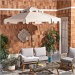 Safavieh Zimmerman 9ft Metal Double Top Market Umbrella in Beige/White