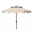 Safavieh Zimmerman 9ft Metal Double Top Market Umbrella in Beige/White