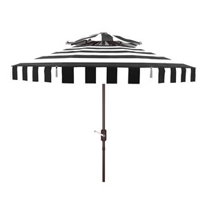 Safavieh Elsa Fashion Line 9ft Metal Double Top Market Umbrella in Black/White