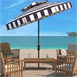 Safavieh Elsa Fashion Line 9ft Metal Double Top Market Umbrella in Navy/White