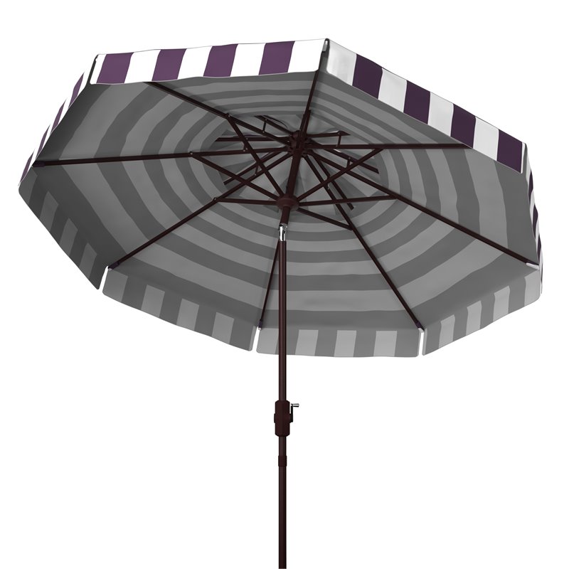 Safavieh Elsa Fashion Line 9ft Metal Double Top Market Umbrella in Navy/White
