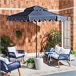 Safavieh Venice 9ft Metal/Polyester Double Top Crank Umbrella in Navy/White