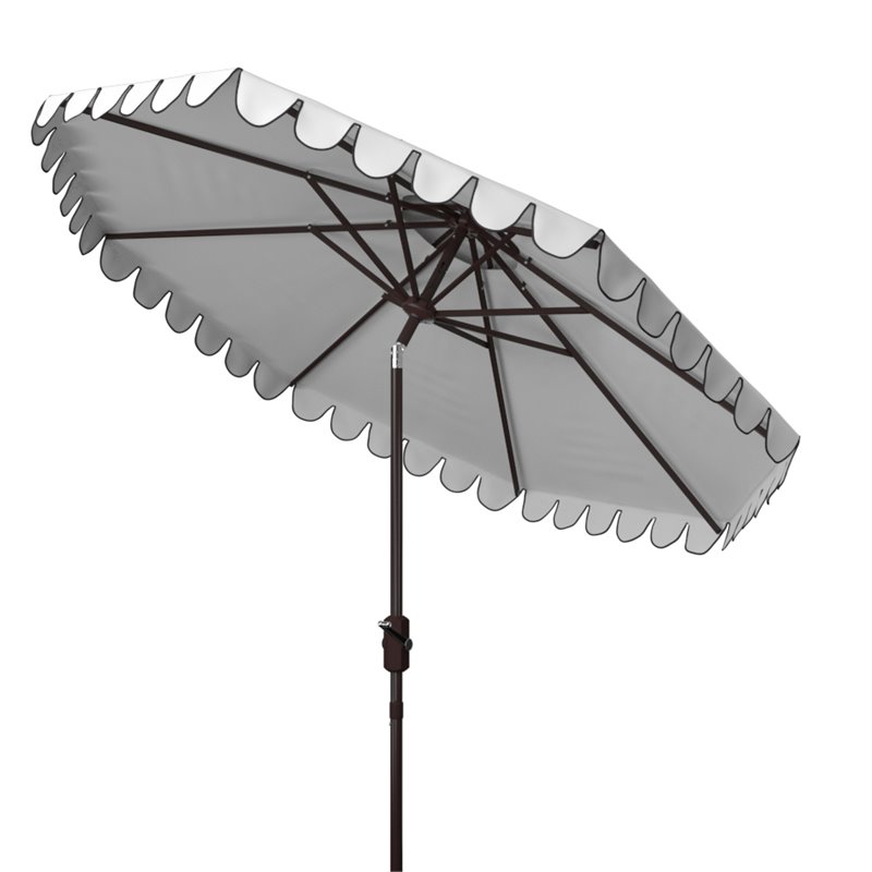 Safavieh Venice 9ft Metal/Polyester Double Top Crank Umbrella in White/Black