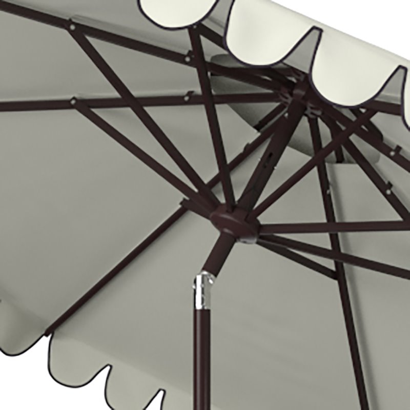 Safavieh Venice 9ft Metal/Polyester Double Top Crank Umbrella in White/Black