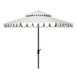 Safavieh Venice 9ft Metal/Polyester Double Top Crank Umbrella in White/Black