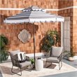 Safavieh Vienna 9ft Metal/Polyester Double Top Crank Umbrella in Gray/White