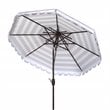 Safavieh Vienna 9ft Metal/Polyester Double Top Crank Umbrella in Gray/White
