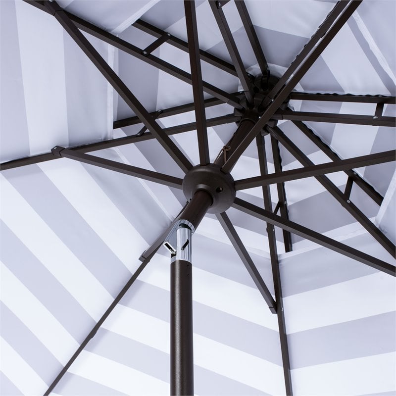 Safavieh Vienna 9ft Metal/Polyester Double Top Crank Umbrella in Gray/White