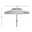 Safavieh Vienna 9ft Metal/Polyester Double Top Crank Umbrella in Gray/White