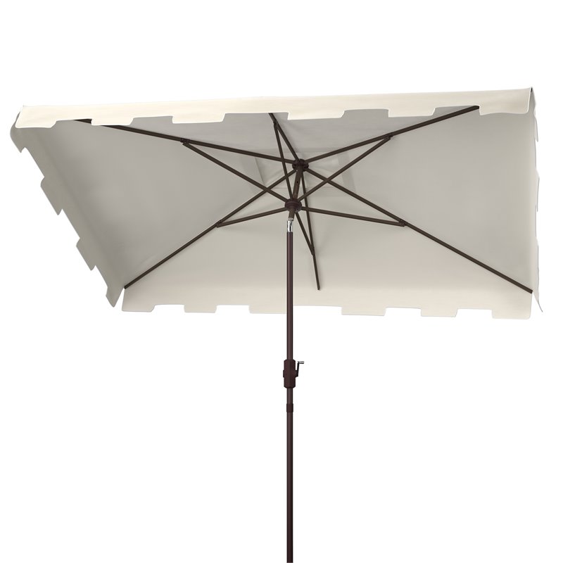 Safavieh Zimmerman 6.5x10ft Rectangle Metal/Polyester Market Umbrella in Beige