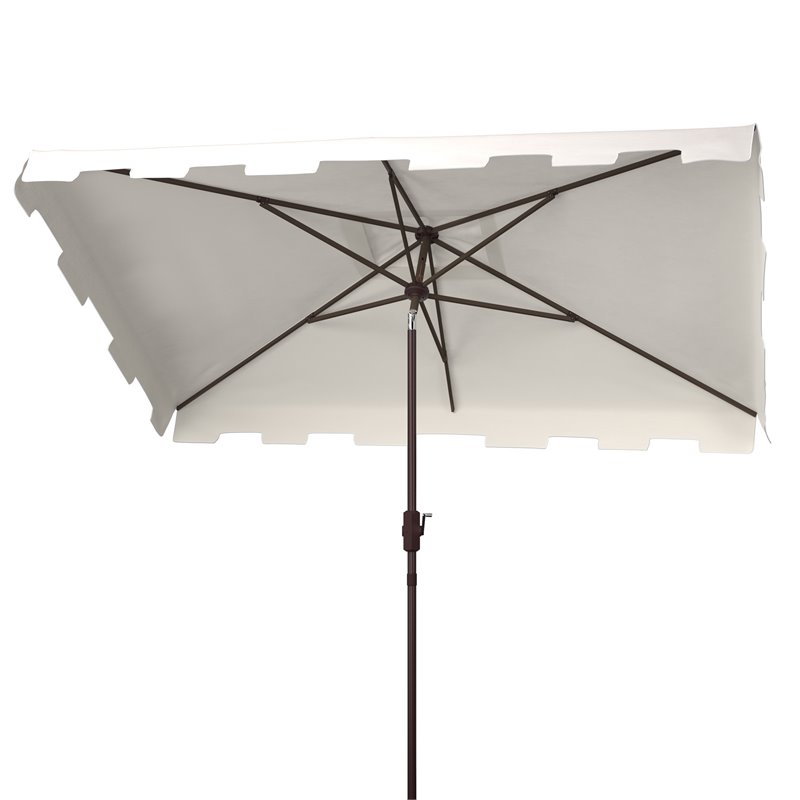 Safavieh Zimmerman 6.5x10ft Rectangle Metal/Polyester Market Umbrella in White