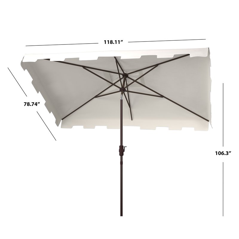 Safavieh Zimmerman 6.5x10ft Rectangle Metal/Polyester Market Umbrella in White