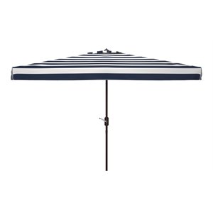 Safavieh Elsa Fashion Line 6.5x10ft Rectangle Metal Umbrella in Black and White