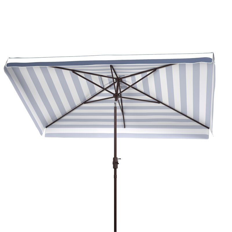 Safavieh Elsa Fashion Line 6.5x10ft Rectangle Metal Umbrella in Navy and White