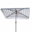 Safavieh Elsa Fashion Line 6.5x10ft Rectangle Metal Umbrella in Navy and White