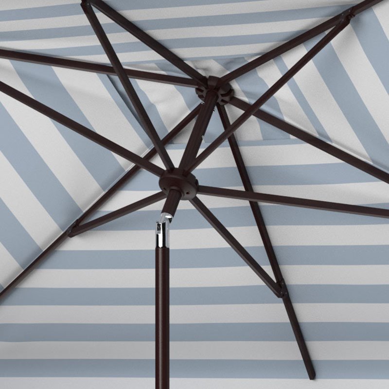 Safavieh Elsa Fashion Line 6.5x10ft Rectangle Metal Umbrella in Navy and White