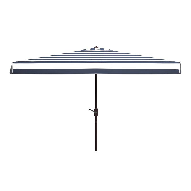 Safavieh Elsa Fashion Line 6.5x10ft Rectangle Metal Umbrella in Navy and White