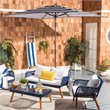Safavieh Iris Fashion Line 6.5x10ft Rect Metal/Polyester Umbrella in Black/White