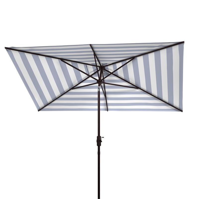 Safavieh Iris Fashion Line 6.5x10ft Rect Metal/Polyester Umbrella in Black/White